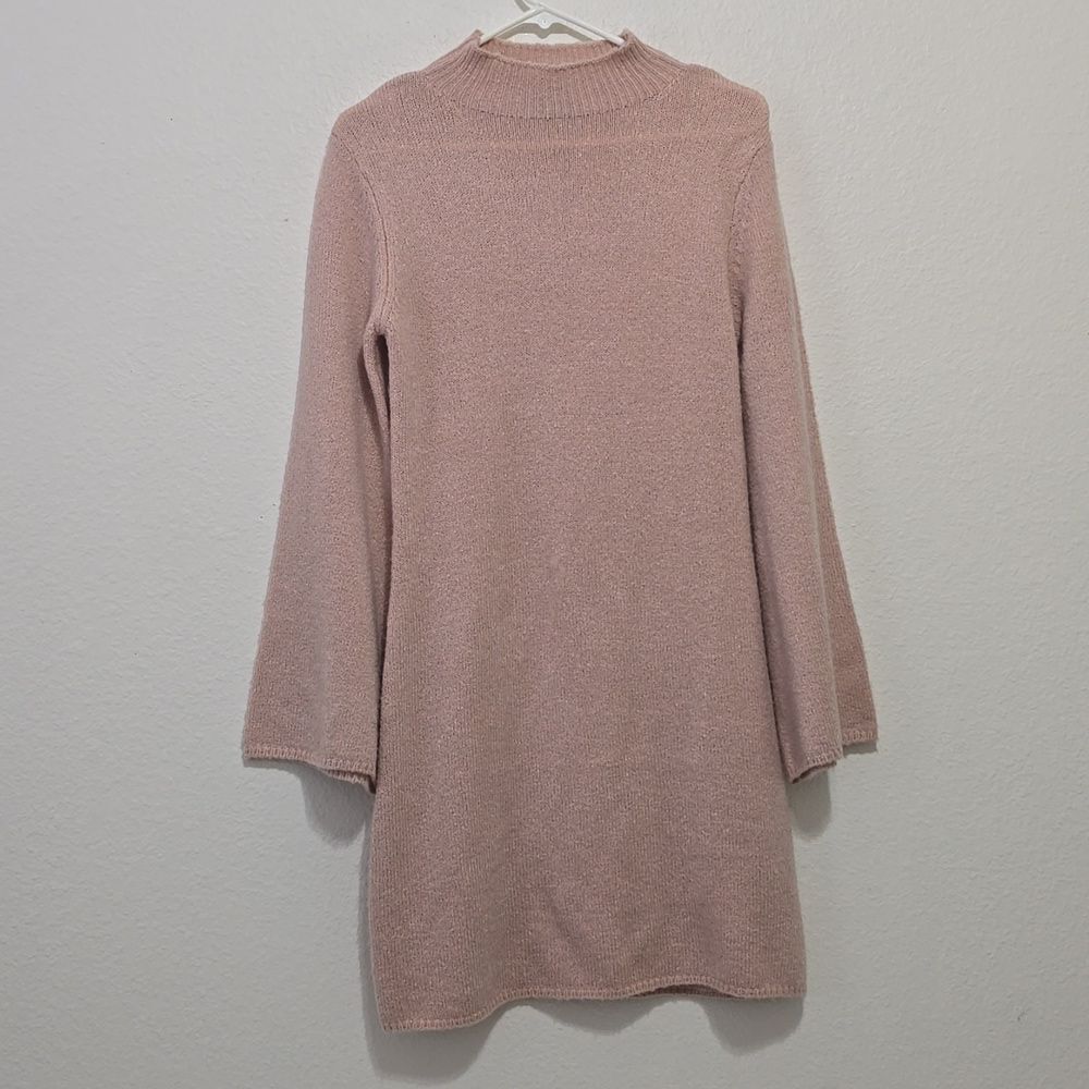 BARDOT Women's Pink Mock‎ Neck Knit Sweater Mini Dress Medium
